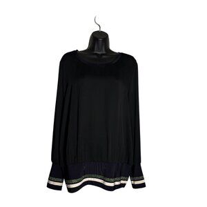 Scotch & Soda Maison Scotch Black Long Sleeve Top With Glitter Accents On Cuffs
